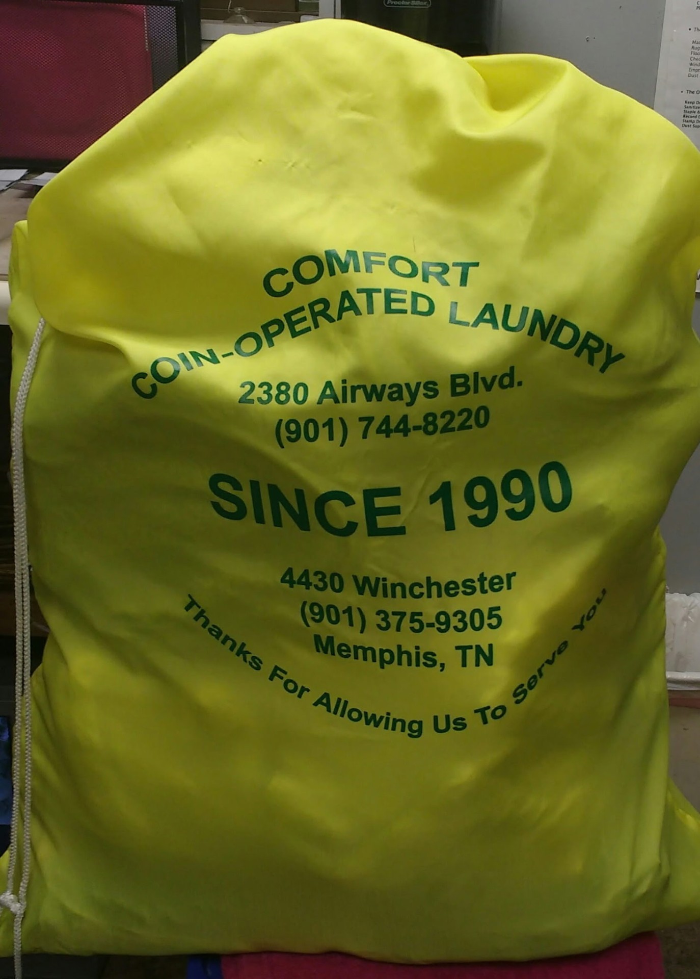 Comfort Coin-Operated Laundry branded laundry bag